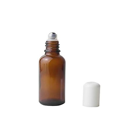 3PCS 5ml/10ml/20ml/30ml Empty Amber Glass Roll-on Bottles with Stainless Steel Roller Balls and White Cap for Essential Oil Perfumes Lip Balms Attar Container (20ml/ 0.67oz) Cover