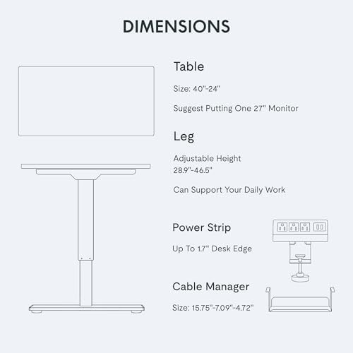 FLEXISPOT EN2 Electric Standing Desk 40 x 24 Inches Whole-Piece Desktop Small Adjustable Height Home Office Desk Memory Controller (Black Frame + 40" Black Top, 2 Packages) - 5