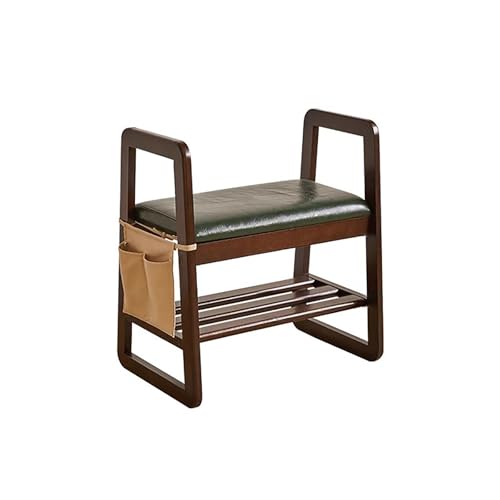 Banc Porte-Chaussures Moderne en Cuir Bois Meuble Rangement