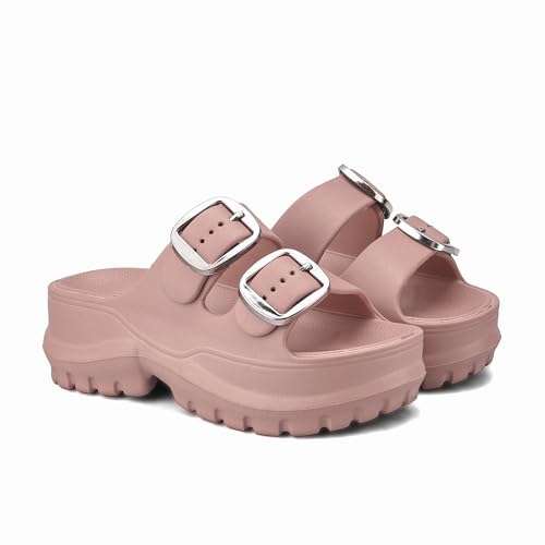 Image of ASIAN Femina-19 Women's Chunky Sole Slippers | Soft Cushioned Comfort | Adjustable Double Buckle | Anti-Slip, Lightweight Slides