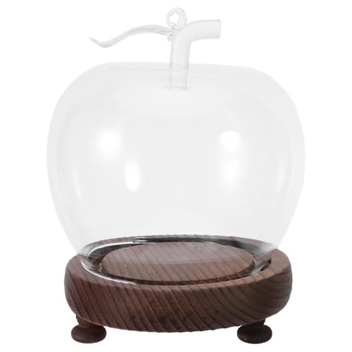 Veemoon Cloche en Verre avec Socle Lumineux - Centre de Table décoratif en Forme de Pomme, idéal pour Le Nouvel an, Le Printemps, Un Mariage ou Une fête (Style 1)