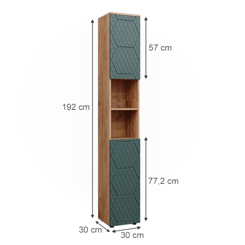Vicco Mobiletto Da Bagno Quercia Verde/Oro 30 X 192 Cm - 3
