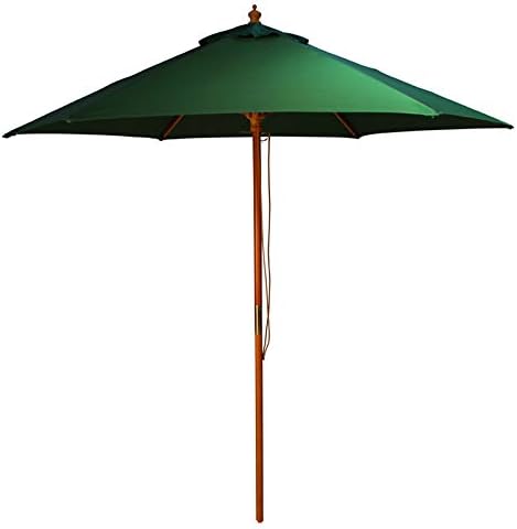 BrackenStyle Wooden Garden Parasol  Pully Operated and Machine Washable Garden Umbrella (Natural)