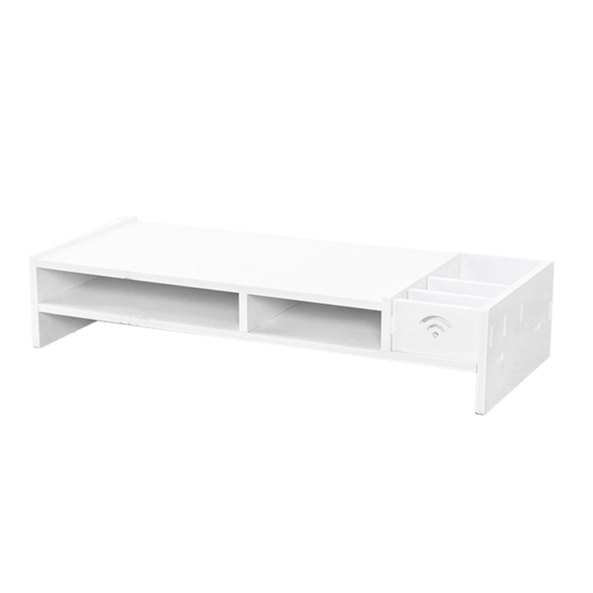 Support pour moniteur en bois et PVC 48 cm avec rangement multi-couches pour bureau à domicile