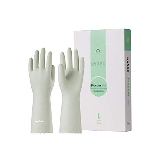 wahoo 3 Pairs PVC Dishwashing Cleaning Gloves, Skin-Friendly, Reusable Kitchen Gloves with Cotton Flocked Liner, Non-Slip, Medium