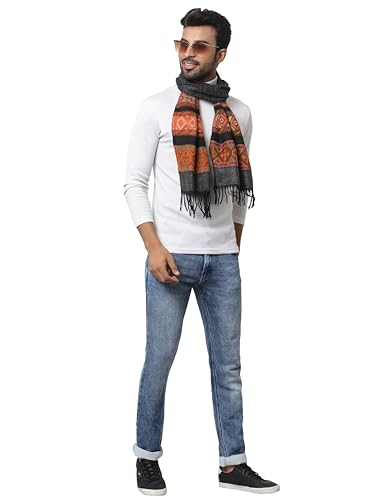 Image of Weavers Villa Acro Wool Men's Muffler (MF-902, Black Size: 34CM X 200CM)