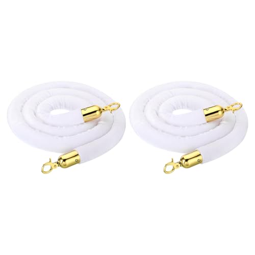 Corde de poteau en velours blanc PATIKIL de 1,8m avec mousquetons dorés pour guidage, lot de 2