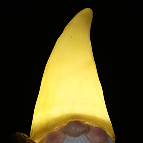 Exhart Solar Yellow Woodland Garden Gnome Statue, Led Hat, Durable Resin, Cute Yard Décor, 5”X5 X11 #TOP6