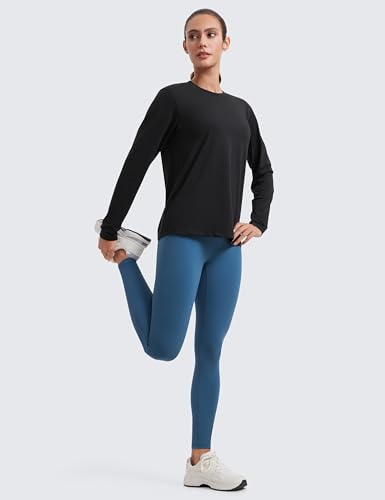 CRZ YOGA Womens Long Sleeve Tops High Crew Neck Casual Fall Shirts Basic Quick Dry Workout Athletic T-Shirt3