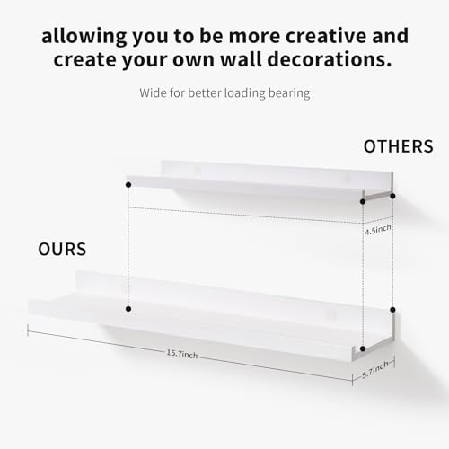 AZSKY White Wall Mount Floating Shelf Set for Bedroom Living Room
