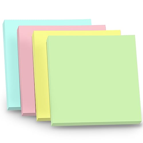 WAYTEX - Lote de 400 notas adhesivas reposicionables (4 bloques de 100 unidades, 75 x 75 mm, 4 colores, color pastel