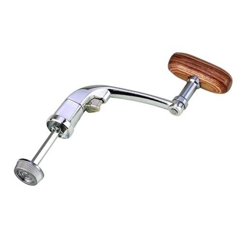 Generisch Poignée de moulinet de pêche – Levier rabattable en un avec poignée en bois | Poignée de moulinet de pêche | Bras de manivelle en métal de rechange – Pour les petites et moyennes