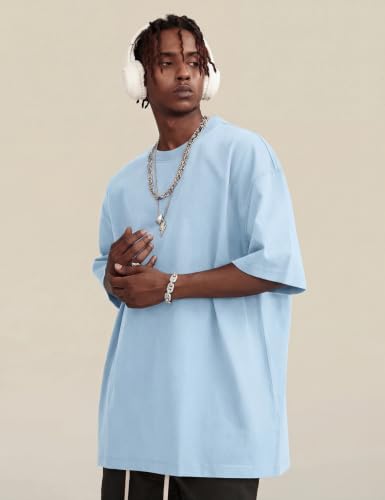 Image of Ogfao Mens Oversized T-Shirts Heavyweight Unisex Cotton T Shirts Baggy Loose Fit Basic Tees Plain Tshirts