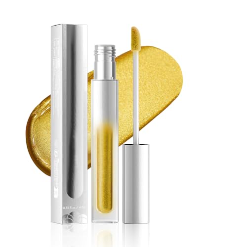 Hxssll Pearlescent Metallic Lip Gloss & Liquid Eyeshadow 2-in-1, Long Lasting Waterproof Glitter Lipstick, Shimmer Lip Color, High Pigment Metallic Glitter Eyeshadow Makeup for Women 06