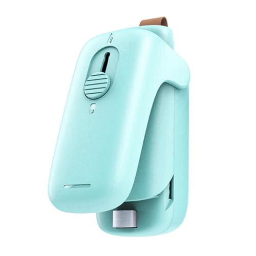 Agwuoetr Mini Sellador de Bolsas con Cuchillo para Cortar Chips de Bocadillos, Sellador de Bolsas de PláStico, Sellado TéRmico con Cortador, Mini Sellador PortáTil, Cian-Verde