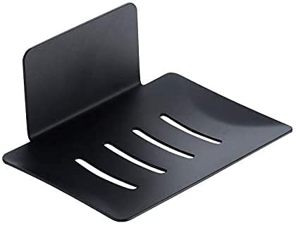 Porte-savon auto-adhésif en acier inoxydable - Résistant à la rouille - Étanche - Pour salle de bain, cuisine, balcon - Fixation murale sans perçage - Noir Cover