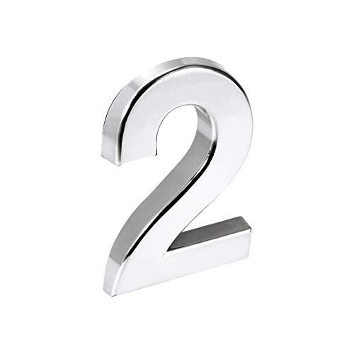 Numéro de maison autocollant 7,9 cm argenté en plastique ABS pour boîte aux lettres
