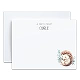 Hedgehog Personalized Stationery Bundle with Custom Note Cards, Adorable Notecards, and Thank You Cards - Complete with Envelopes