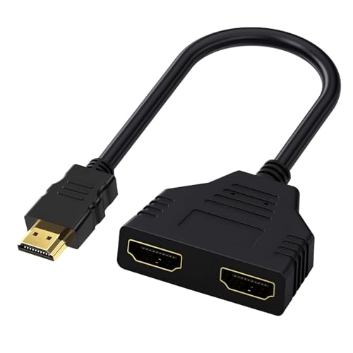 Adaptador Divisor HDMI, Cable Splitter HDMI Macho a Doble HDMI Hembra, Compatible para HDTV, LED, Monitor LCD y Proyectores, Soporte para Dos Televisores Simultáneamente