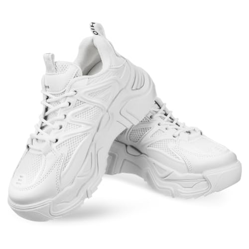Chaussures de sport respirantes femme basket tendance à semelle épaisse confortable