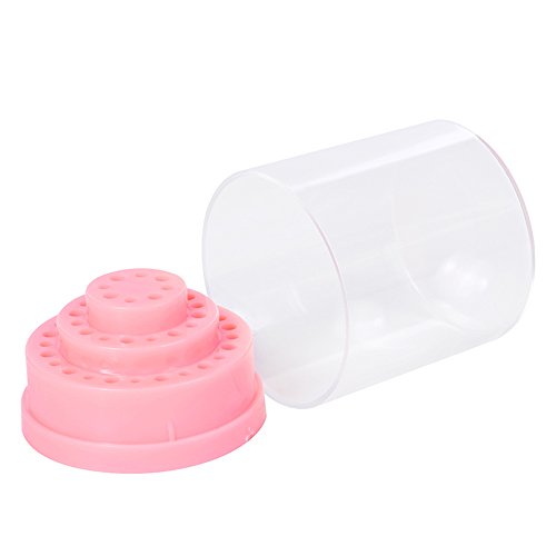 48 Holes Nail Drill Bits Holder with Dust Proof Cover Nail Drilling Holder Stand Nail Drill Box Organizer Manicure Tool Container (White-1)