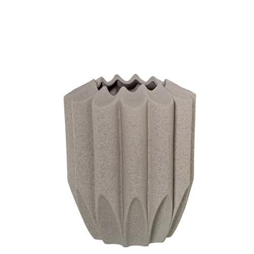 Vase en céramique cannelé marron clair 28 cm grand vase de table design