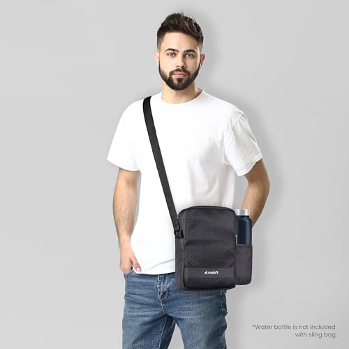 Image of CRALOFT Office Travel Sling Bag for Man and Women 11.5 inch Water-Resistant Premium Polyester Crossbody Shoulder Bag for Men with Bottle Holder Multi-pocket Messenger Side Bags for iPad Mobile Passport