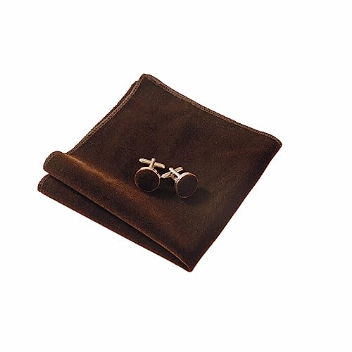 Image of GUSLESON Mens Solid Plaid Velvet Pre-tied Adjustable Bow Tie and Pocket Square Cufflink Set with Gift Box