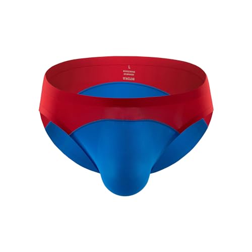 Evankin Men's Sexy Brief Underwear Ice Silk Underwear U Convex Big Pouch Sexy Fun Low Waist Contrast Color Underpants