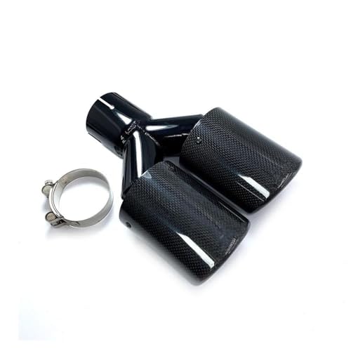 Silenciador tubo de escape coche universal doble con punta de fibra de carbono 63-89mm