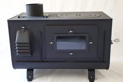 Amazon.co.jp: 新保製作所//角型3面窓付薪ストーブ ”FIRESIDE” 煙突上