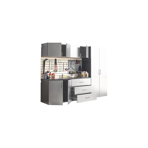 Image of Maykoosh Wall Mounted Storage Cabinet with Doors & Shelves Garage & Home Organization Metal /96x79x20 6 Piece Set