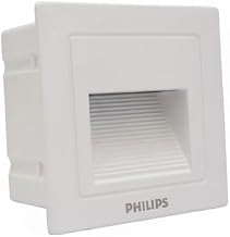 PHILIPS 2W Recessed LED Step Light | White Finish, IP44 Rated Aluminium Body | Indoor & Outdoor Lighting for Stairs, Pathways & Walls | Warm White, Pack of 1