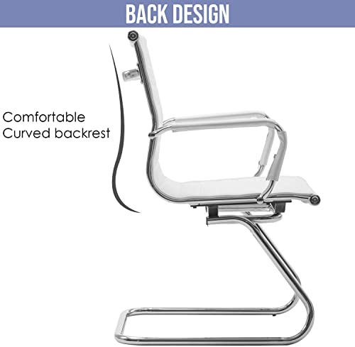 Wahson Meeting Office Chairs Set of 2 Reception Chairs in PU Leather,Visitors Chair with Chrome Frame,Guest Chairs(Grey)