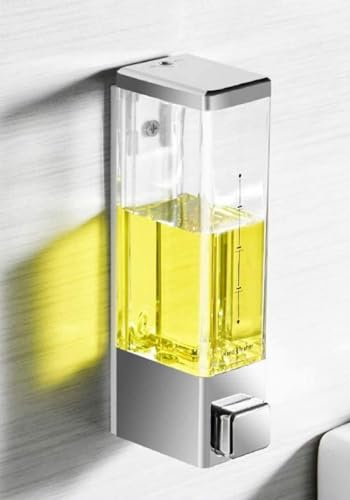 Image of 350ml Wall Mount Transparent Liquid Soap Dispenser Use for Foam, Conditioner, Gel, Lotion, Soap, Liquid, Shampoo Dispenser (Silver) (Pack of 2)