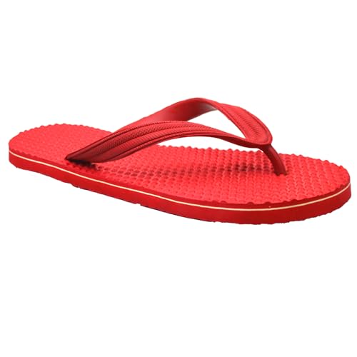 Image of POLITA Men Stylish Health red Accupressure Flip Flops Hawai Chappal for Home Daily Use