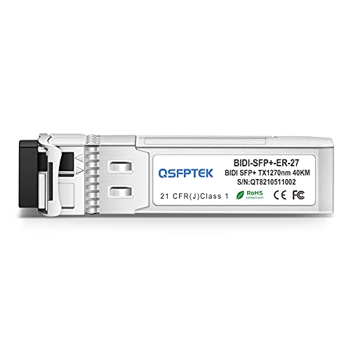 Qsfptek 10G Sfp+ Bidi Transceivers Lc Single-Mode Module For Cisco Sfp-10G-Bx80U-I (1490Nm-Tx/1550Nm-Rx), For Cisco Sfp-10G-Bx80D-I (1550Nm-Tx/1490Nm-Rx), 80Km, With Ddm - 1 Pair #TOP1