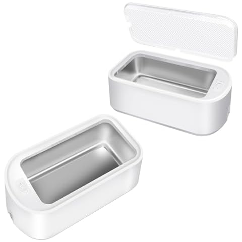 Huini Ultrasonic Eyewear Cleaner, 650ML Jewellery Cleaner, 48,000Hz Professional Ultrasonic Jewellery Cleaner, 2 Time Settings Cleaning Mode for Watches, Rings and Diamonds, White Cover