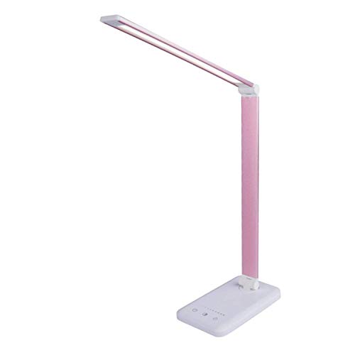 Lampe Bureau LED avec 1 Port USB et Contrôle Tactile Fonction Minuterie 3 Modes de Couleur et 5 Niveaux de Luminosité Ajustable, Lampe Chevet pour Lecture, Travail [Classe énergétique A+] (Rouge)