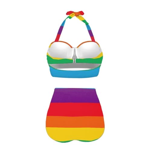 Women Two Piece Swimsuit High Waisted Tummy Control Bikini Sets Halter Ruched Swimwear3