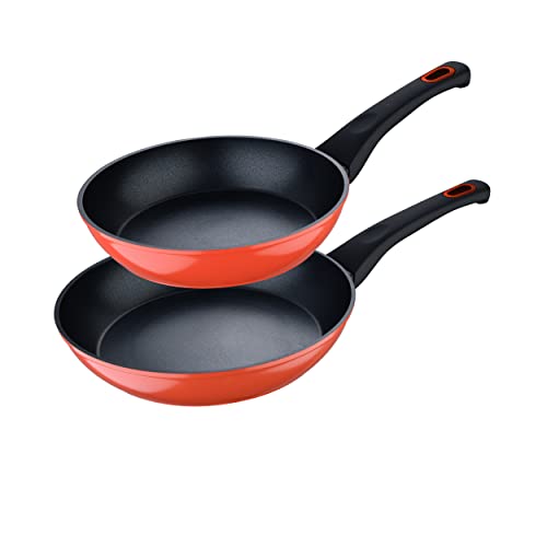 BERGNER Classique | Juego de 2 Sartenes de 20 y 24 cm de Diametro | Fabricadas de Aluminio Forjado | Apta para todo tipo de Cocinas | Menaje de Cocina | Rojo