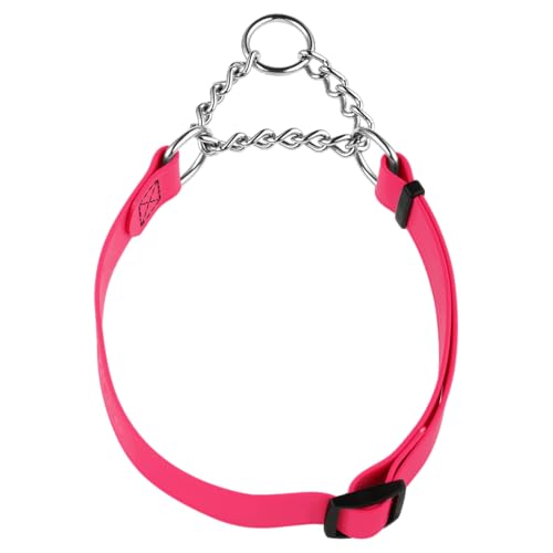 Sprenger BioThane Halsband mit Edelstahl- Durchzugskette, 40- 65 cm- stufenlos verstellbar, extrem reißfest, für große Hunde, Pink