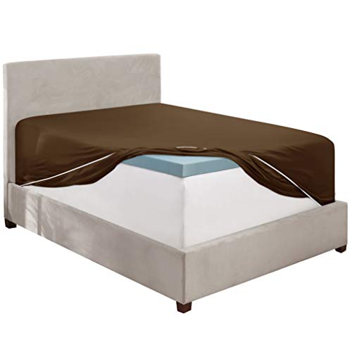 Image of Clara Clark Premier 1800 Collection Single Fitted Sheet, Full (Double), Brown Chocolate