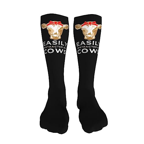 Cow Gifts For Women Girls Cute Easily Distracted Knee High Socks For Women Long Tube Socks Athletic Compression Socks Unisex High Socks Girls3