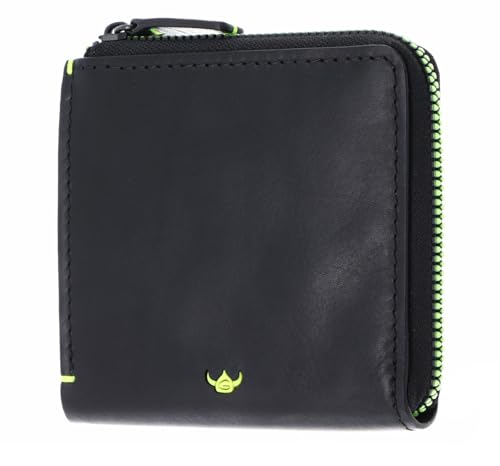 Porte-monnaie Noir Golden Head Cuir RFID 3318 avec compartiment zippé