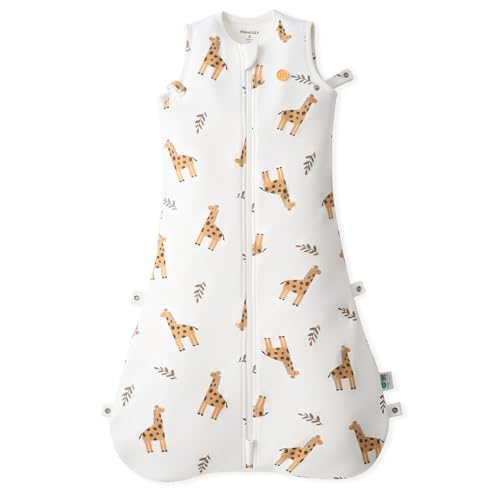 Momcozy Schlafsack Baby 1 5 TOG- Wolkenweicher Bambus mit 1 5 TOG tragbare Decke mit stützender Plüschfüllung Zwei-Wege-Reißverschluss für einfaches Windelwechseln 6-12 Monate Giraffe