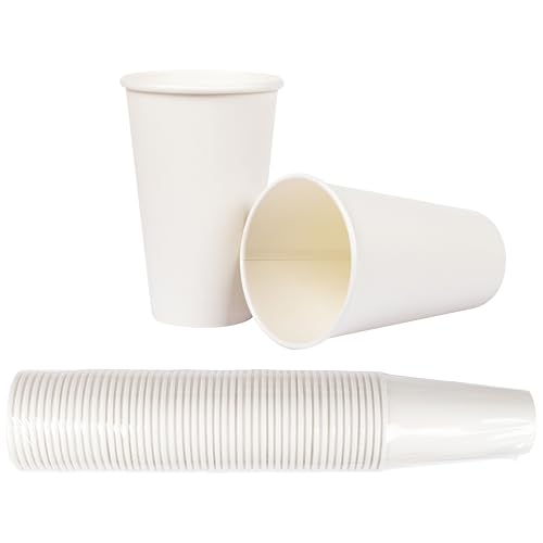 HEKU 50 weiße Einweg-Pappbecher, 0,3 l, aus Frischfaser, beschichtet, umweltfreundlich, recyclingfähig, FSC-zertifiziert, für heiße & kalte Getränke, ideal für Partys, Events, Büros