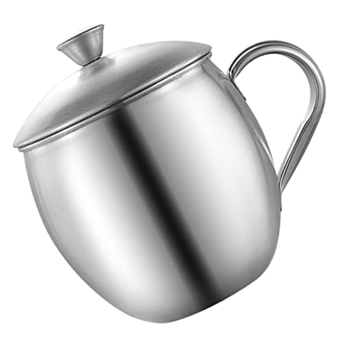 Kichvoe Stainless Steel Water Cup with Handle Milk Cup for Tea Juice Beer Coffee Daily Use Home Kitchen 3.74 X 3.54 X 3.54 in 1 pack