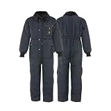 RefrigiWear Unisex Iron-Tuff Warm Coveralls - Insulated, Water-Repellent, Tear-Resistant, With -50°F Comfort Rating, Navy - Small