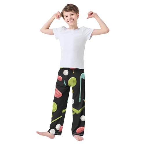 ZZXXB Golf Boys Long Pants Soft Trousers Elastic Waist Kids Lounge Bottoms with Pockets S-XL3